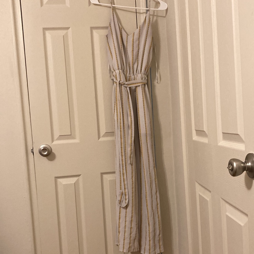 Striped white, grey, and yellow slip romper from One Clothing Los Angeles - Picture 4 of 4